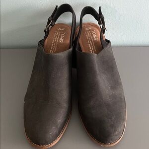 TOMS Charcoal Leather Slingback Shoes